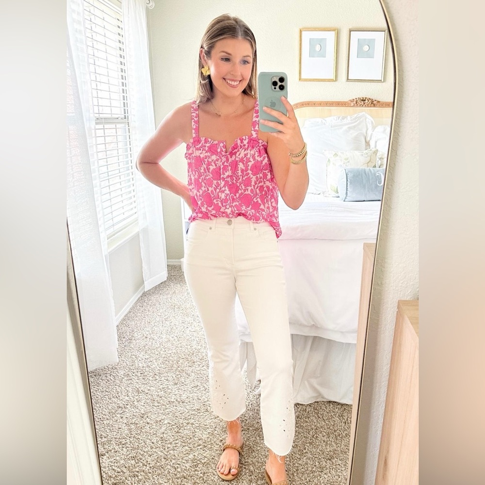 White Embroidered Jeans